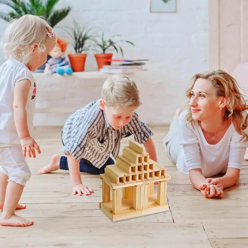 Wooden Building Blocks 100pcs Stacking Block Toy Construction Toy Wooden Toddler Toys Fine Motor Toys For Kids Wood Blocks For