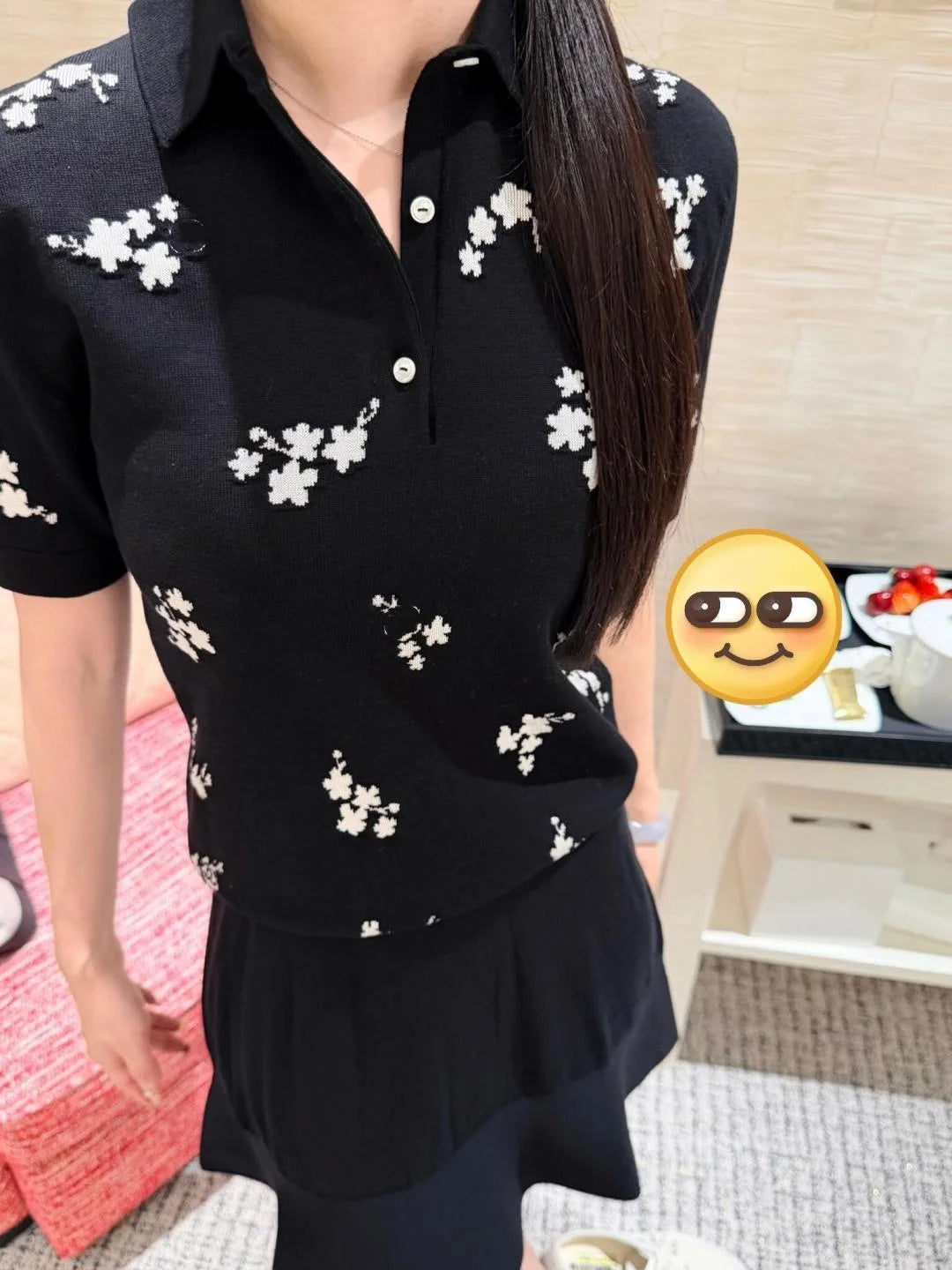 2026 New Arrival Women's Polo Shirt Chic Embroidered Floral Print Short Sleeve Casual Slim Fit Cotton Polo T-shirt