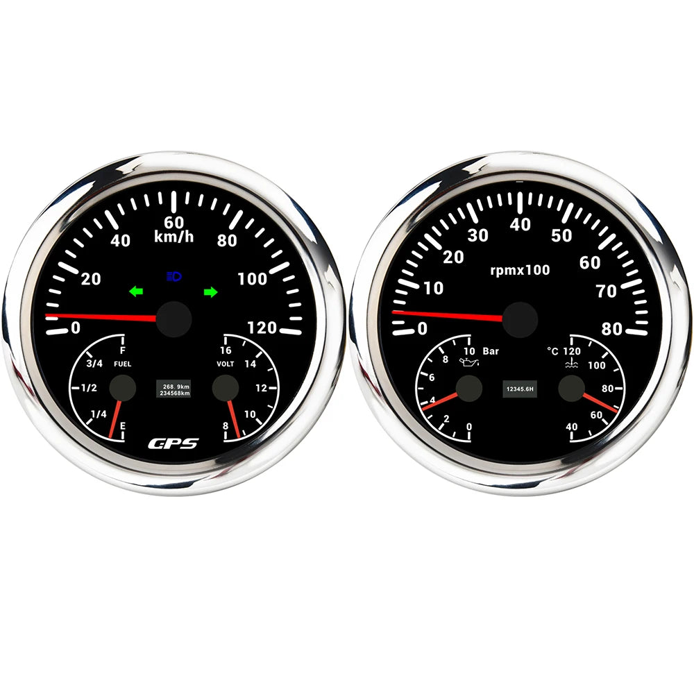 ELING 110mm Car 3in1 Multifunctional GPS Speedometer 120K 200K with Tachometer with Oil Pressure Water Temp Fuel Level Voltmeter