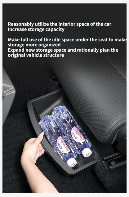 Under Seat Storage Box For Tesla Model YL 2025-2026 TPE Drawer Front Under Seat Organizer Trash Can Car Interior Accessories ﻿