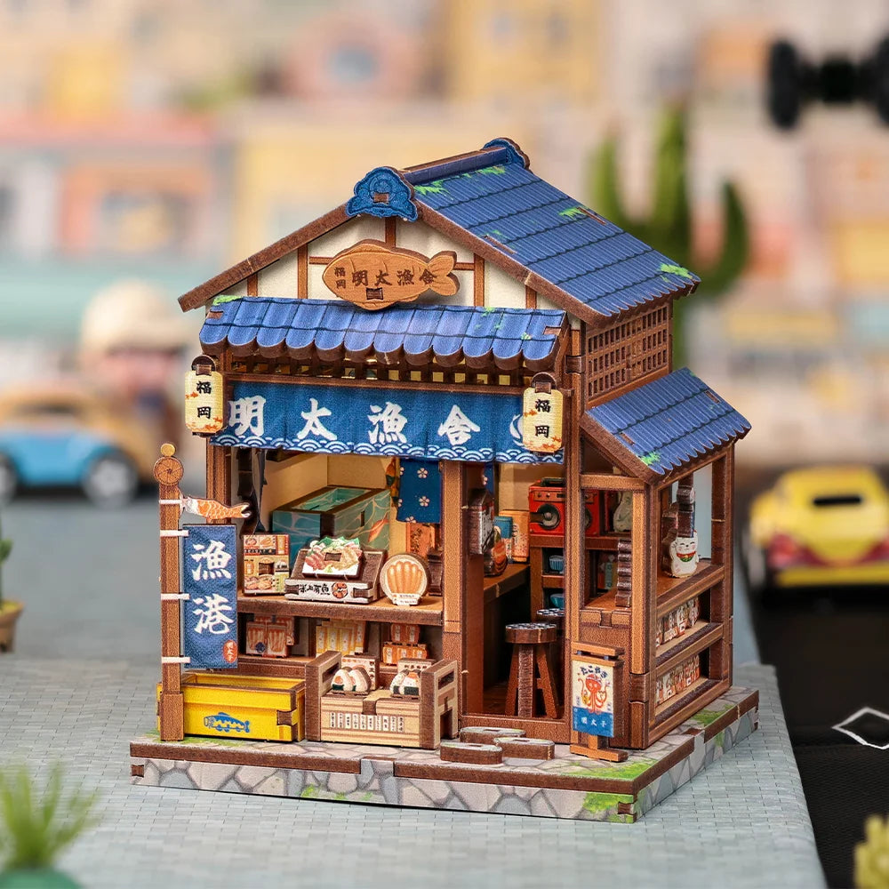 CUTEBEE DIY Book Nook Kit Japanese Mini Store 3D Puzzle Dollhouse for Bookshelf Unique Craft Gift for Book Lover Miniature Set