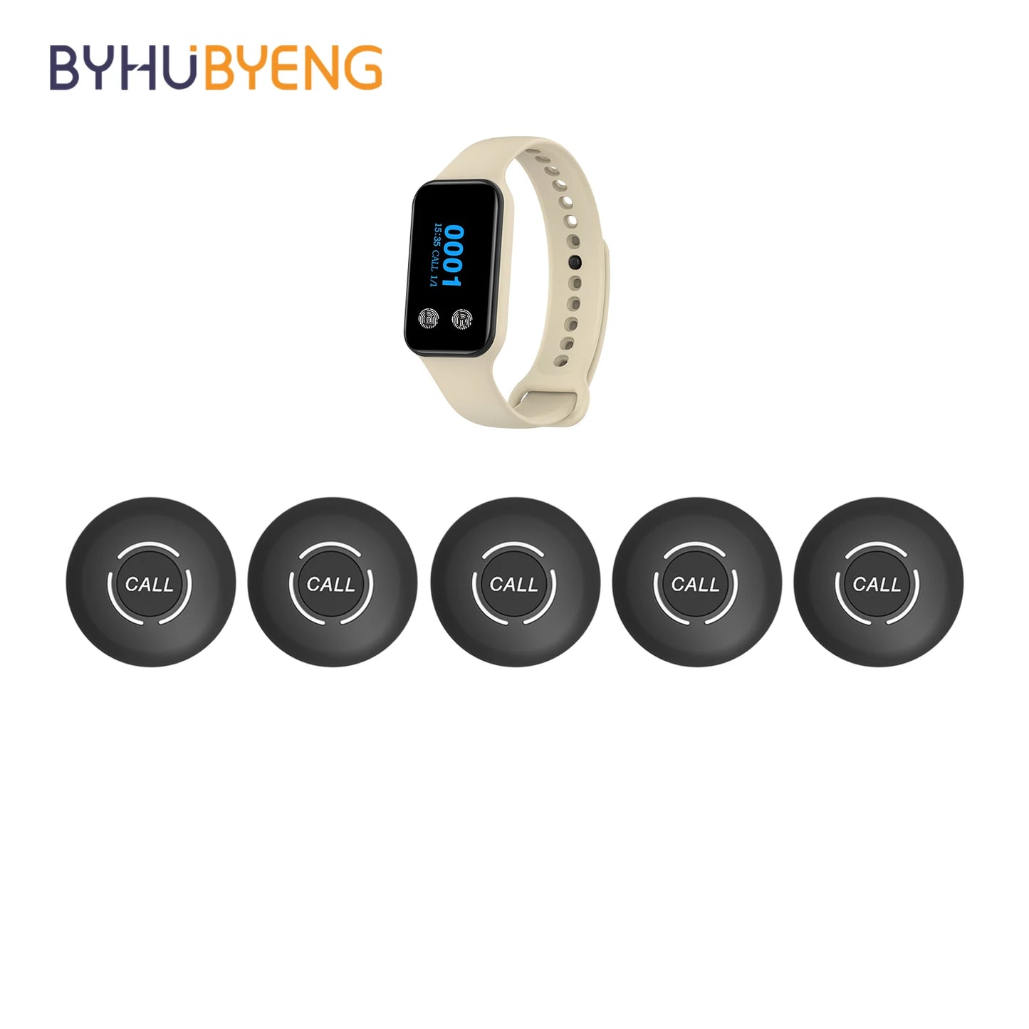BYHUBYENG Restaurant Pager Waiter Calling System Watch Receivers Waterproof Call Buttons for Food Truck Cafe Customer Service
