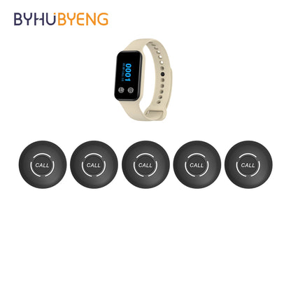 BYHUBYENG Restaurant Pager Waiter Calling System Watch Receivers Waterproof Call Buttons for Food Truck Cafe Customer Service