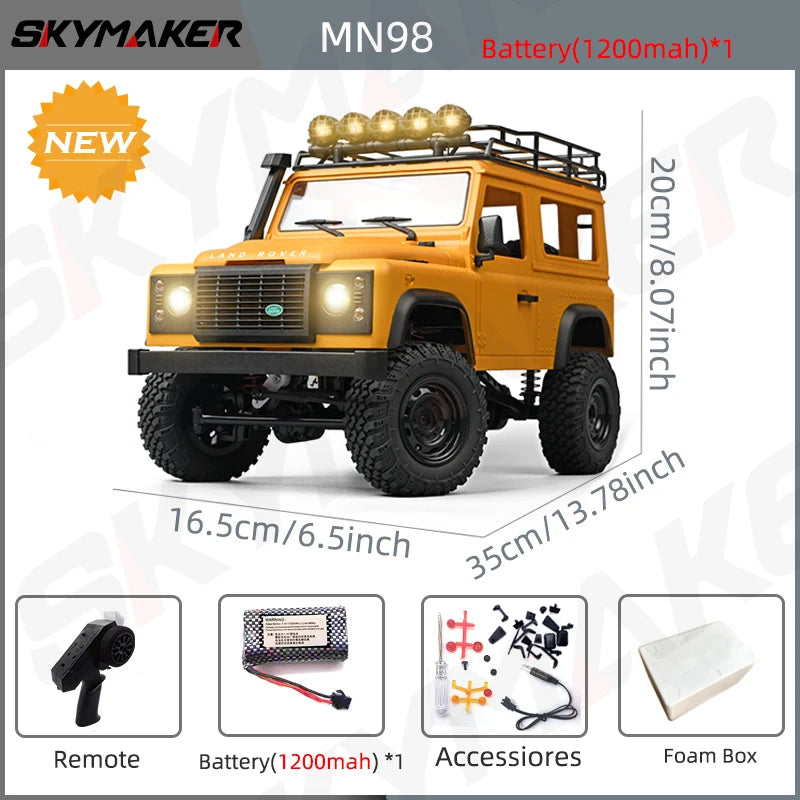 New MN99S V2 1:12 Scale MN Model RTR RC Car 2.4G 4WD RC Rock Crawler MN98 MN99 Defender Pickup Remote Control Truck Toys