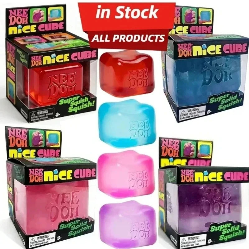 .Trending Nee Doh Jellyfish & Cube Squish Toy, Soft Jelly Squeeze Stress Relief Fidget Toy, Sensory NeeDoh for Kids & Adults
