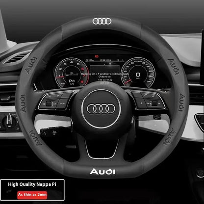Car AntiSlip Carbon Fiber Leather Steering Wheel Cover, Audi A3 A4 A5 A6 A7 A8 Q1 Q2 Q3 Q5 Q7 Q8 S3 S4 S5 S6 RS3 RS4 RS5 TT