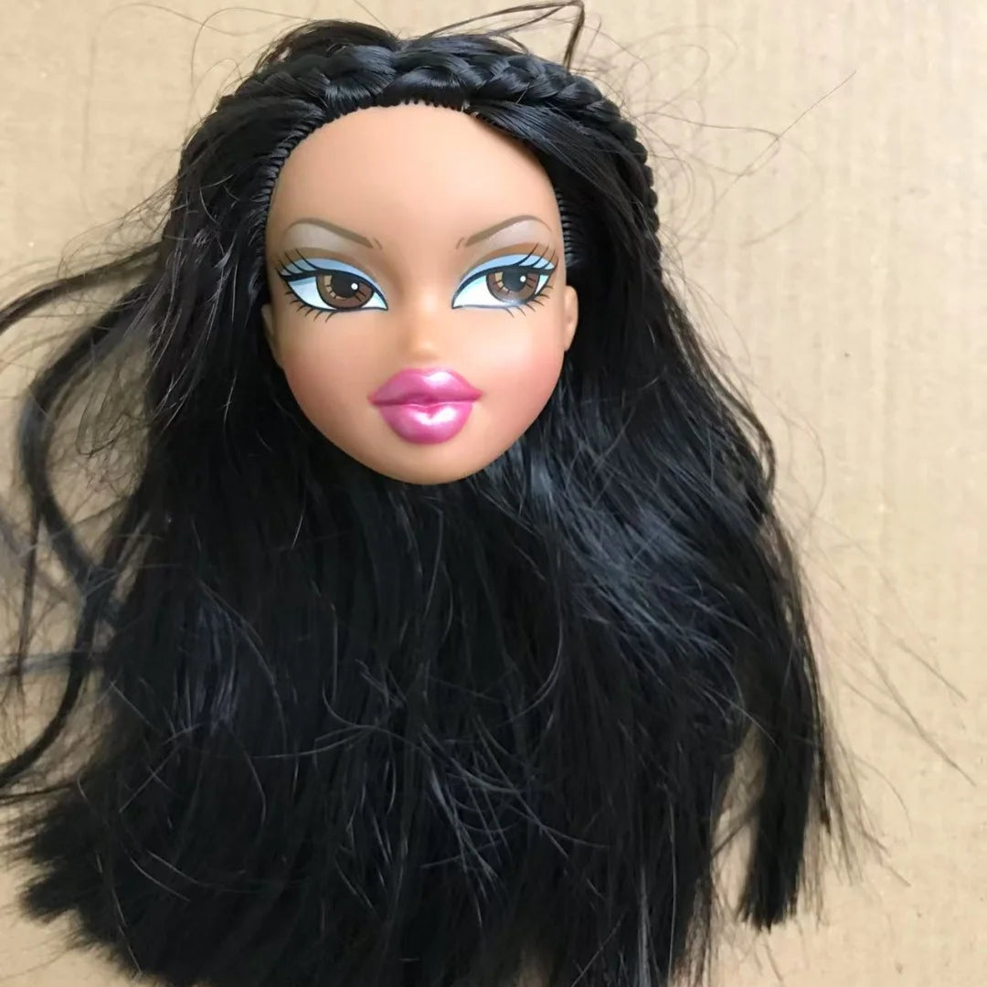 2001 Version Rare Face Doll Heads Classic Bratss White Brown Skin Colorful Hair Girl Boy Doll Parts for Collectors