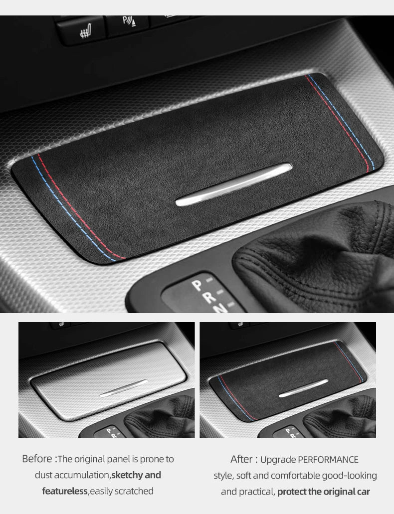 For BMW E90 E92 E93 Made of Alcantara/Carbon Fiber Leather Center Console Storage Box Cover Trim Sticker Car Interior Accessory