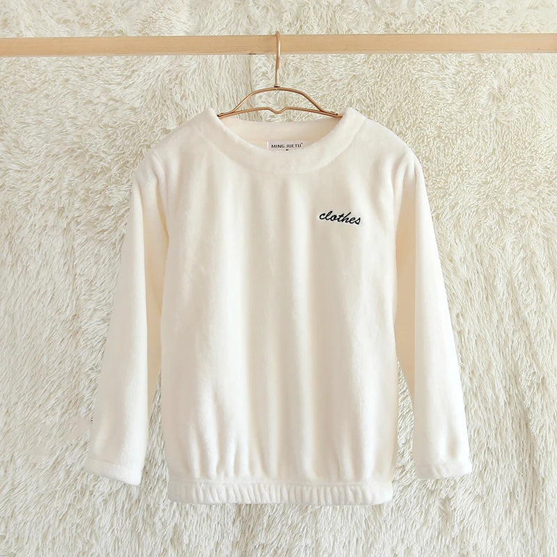 Thiened Coral Fce Spwear Men's Winter Home Clothes Long Sve round Ne Pullover Flannel Soft Warm Casual Top