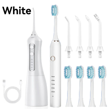 Oral Irrigator Sonic  Electric Toothbrush Set Water Dental Flosser Teeth Portable Cordless USB Cleaner IPX7 Waterproof