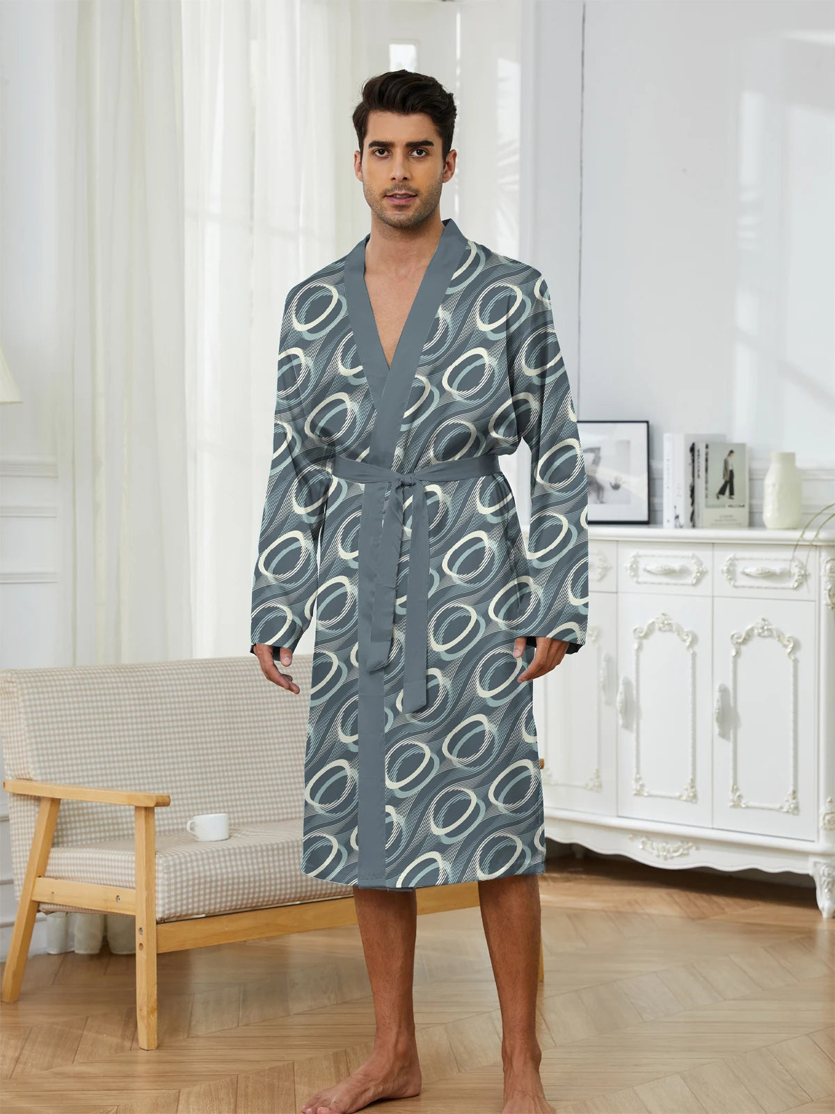 Men's Robe 2025 Spring Sleepwear Bathrobe Men Printing Must-have for Leisure Entertainment Autumn Long Nightgown Funny Pajamas