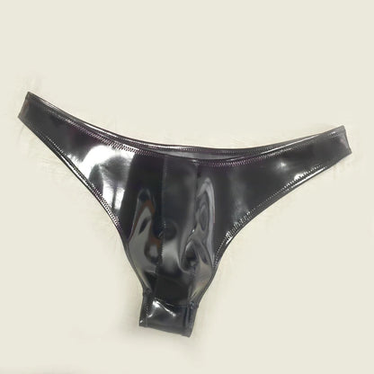 Sexy Men Double Sided PU Hot Short Shiny U Convex Briefs Sexy Lingerie G-string PVC Faux Latex Low Waist Bikini Gay Wear Plus
