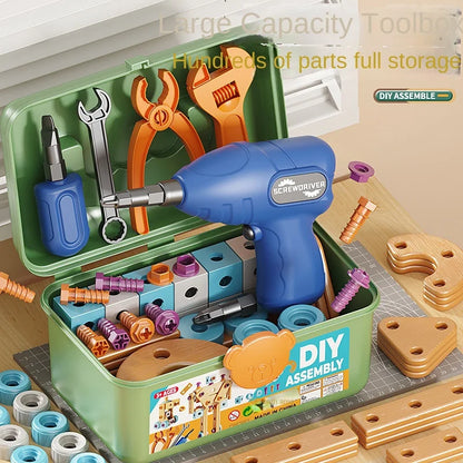 Educational DIY Nut Hand Disassembly Assembly Puzzle Simulated Screwing Toolbox for Kids Shape Insert Blocks Toy for Boys