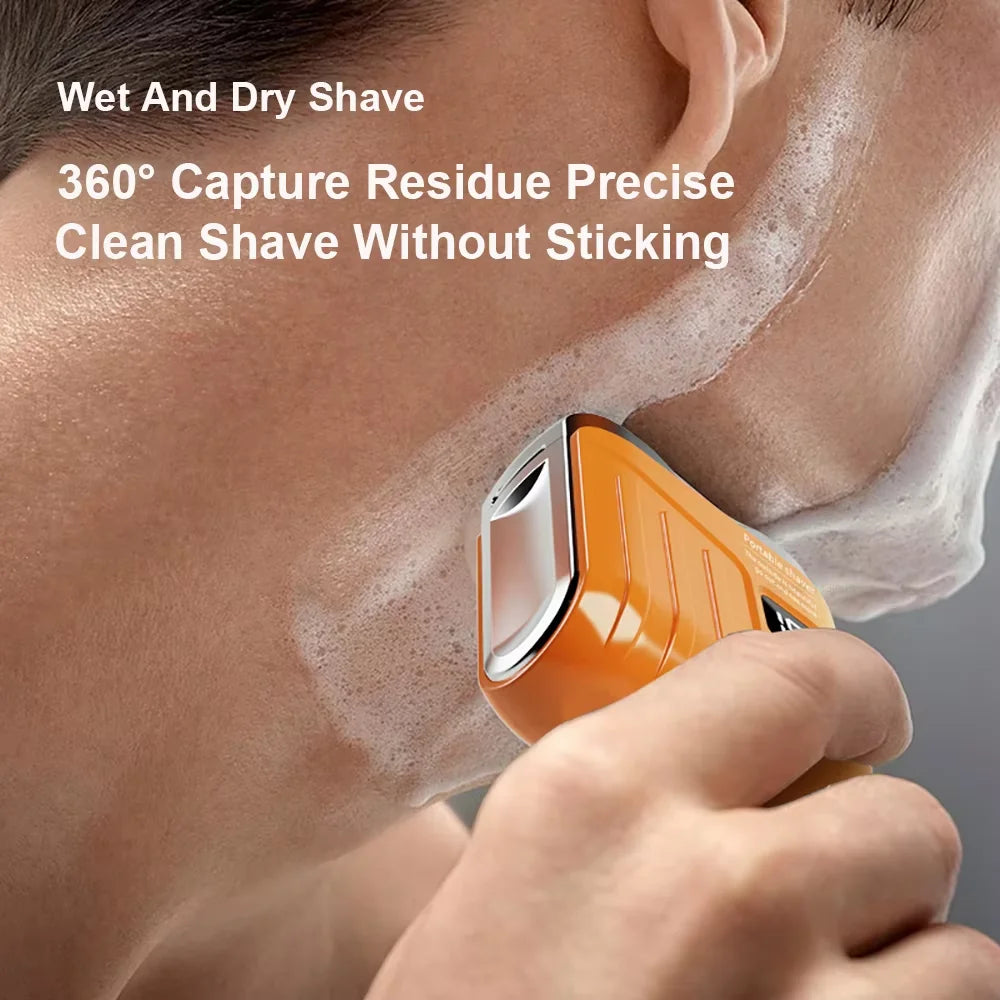 Electric Shaver Men Wet Dry Use Dual Blades Razor USB Rechargeable Mini Portable Face Beard Trimmer for Home Travel