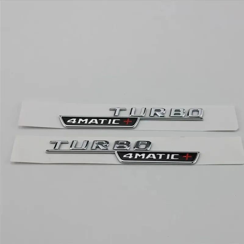 2pcs Car Letters Fender Trim Badge Turbo 4matic Emblem Sticker For Mercedes A45 Cla45 Amg C117 Gla45 Gle53 X247 Accessories