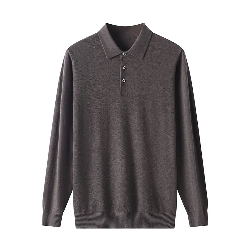 2023 High-End Polo Shirt for Men High Quality Wool Blend Fashionable Embroidered Long Sleeve Tee Korean Style Casual Menswear