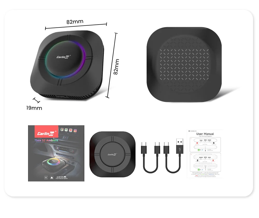 Carlinkit S2 Android 13 Tv Box SM6115 8 Core Carplay Wireless Android auto Support Youtube Netfilx IPTV Spotify Physical Switch