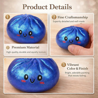Glitter Dumpling Squishy Toy with Box Soft Sensory Squeeze Stress Relief Fidget Toy Cute Dumpling Slow Rising Gift for Kids Adul