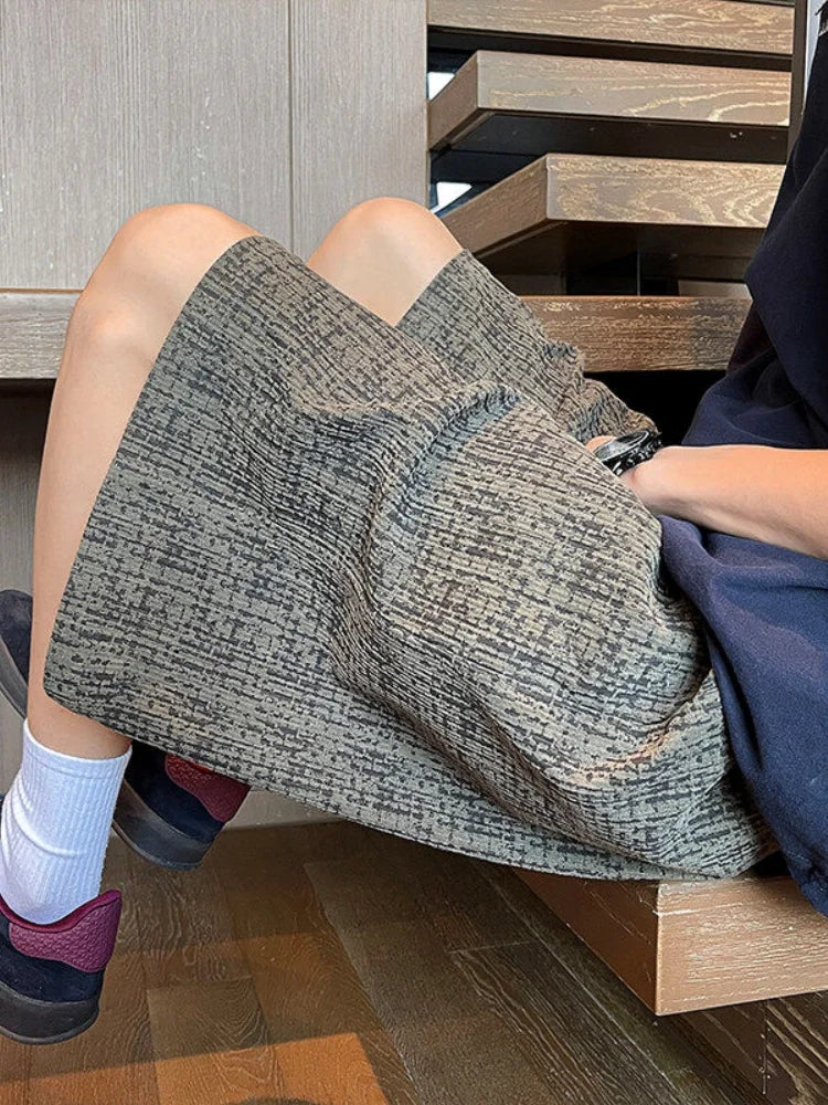 American Retro Plaid Men's Summer Thin Five-Point Loose Corduroy Shorts Basketball Sporty Casual Breathable Lightweight Pants