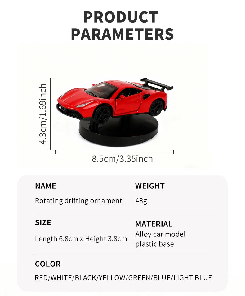 Car Individuality Center Console Decoration Sports Car Drift Rotating Car Decor Auto DashboardTurning Racing Model Decoration