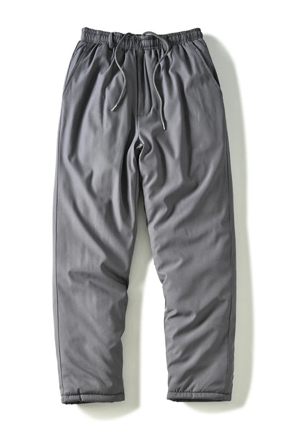 Men's Winter Thickened Cotton Thermal Pants Casual Straight Leg Windproof Water-Resistant Long Trousers Fashionable Youthwear