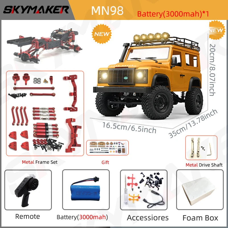 New MN99S V2 1:12 Scale MN Model RTR RC Car 2.4G 4WD RC Rock Crawler MN98 MN99 Defender Pickup Remote Control Truck Toys