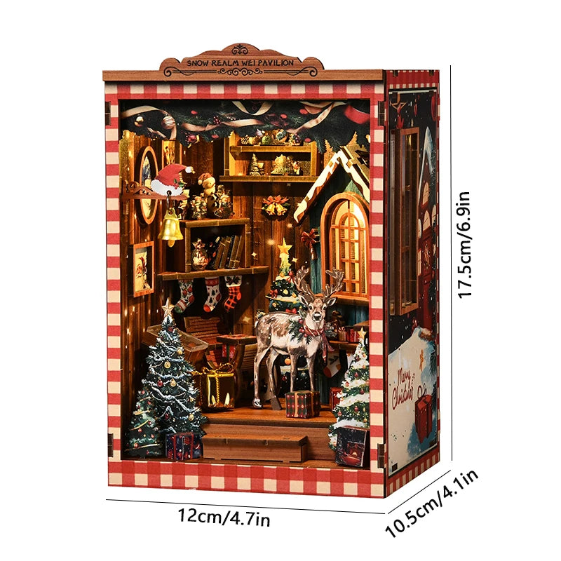 DIY Book Nook Kits 3D Puzzles Wooden Bookshelf Miniature Building Kits Home Decor Creative Dollhouses For Adults Xmas Gifts