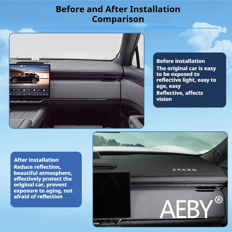 AEBY For ZEEKR 7X 2024 2025 Dashboard Sunshade Mat Anti-Dust Anti-UV Glare Reduction Cover Car Dash Pad Interior Accessories
