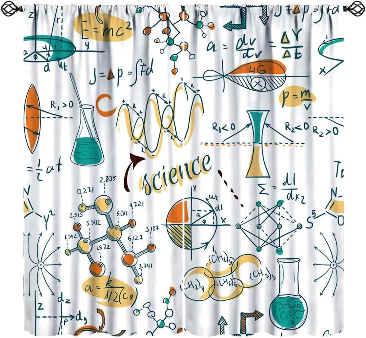 Fun Math Blackout Curtains, Mathematics Formula Learning Knowledge Educational Window Drapes for Kids Learners Bedroom Living