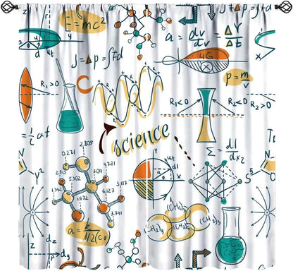 Fun Math Blackout Curtains, Mathematics Formula Learning Knowledge Educational Window Drapes for Kids Learners Bedroom Living