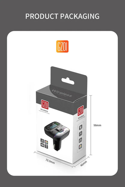 FM Transmitter Bluetooth 5.4 Hands-Free Portable Car AUX Radio Modulator MP3 Player with Fast Charging Adapter