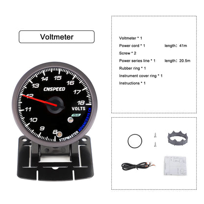 CNSPEED 2.5" 60mm New Boost Gauge Exhaust Gas Car Temperature Gauge Oil Pressure Water Temperature Oil Temperature Voltage Meter
