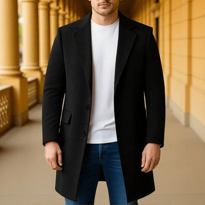 Men's  Woolen Overcoat, Thickened Winter Warm Trench Style - Stand Collar Streetwear Casual