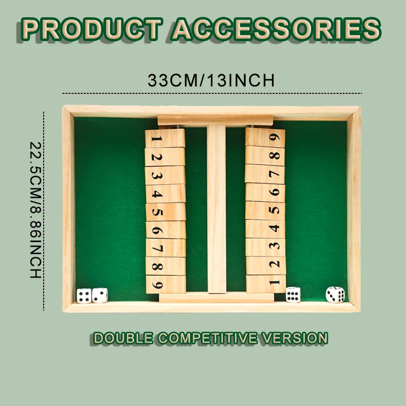 AIUAZA Shut The Box dice Game,Wooden Board Games 2-Person Competitive, Traditional bar, Travel, Family, Fun Math