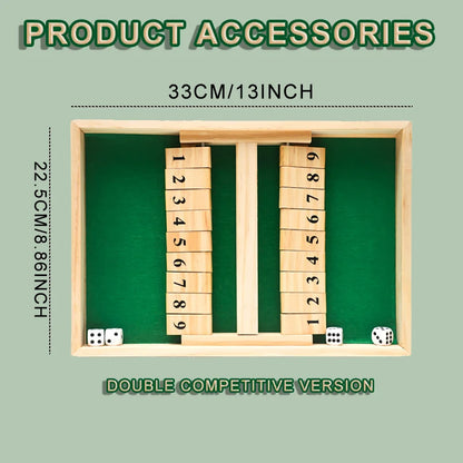 AIUAZA Shut The Box dice Game,Wooden Board Games 2-Person Competitive, Traditional bar, Travel, Family, Fun Math