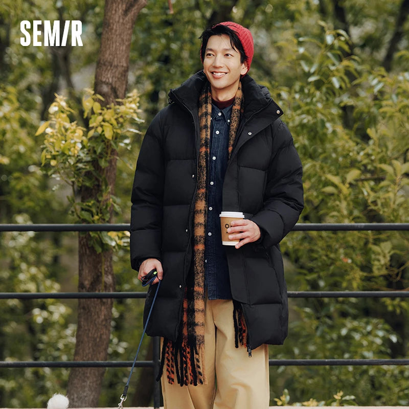 Semir Down Jacket Men Winter 90% Down Fill Windproof Three-Resistant 2025 New Outdoor Long Hooded Puffer Warm Men's Wear