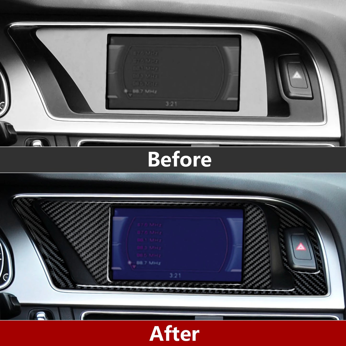 Car Center Console Gear Shift Panel Set, For Audi A4 S4 RS4 A5 S5 RS5 (2007-2016) Carbon Fiber Interior Sticker Trim Accessories