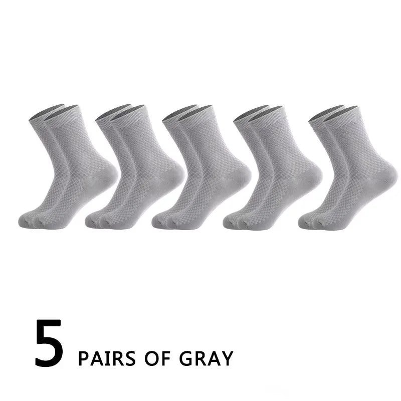 10 Pairs/Lot Men's Socks Bamboo Fiber Business Socks Breathable Deodorant Casual Socks, Large Size EU 38-46, High Quality