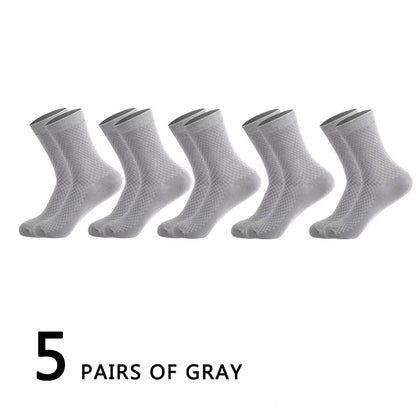 10 Pairs/Lot Men's Socks Bamboo Fiber Business Socks Breathable Deodorant Casual Socks, Large Size EU 38-46, High Quality