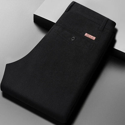 Corduroy Men's Straight Leg Warm Winter Pants Loose Fit Casual Trousers Comfortable Autumn Winter Fashion Trend Brand