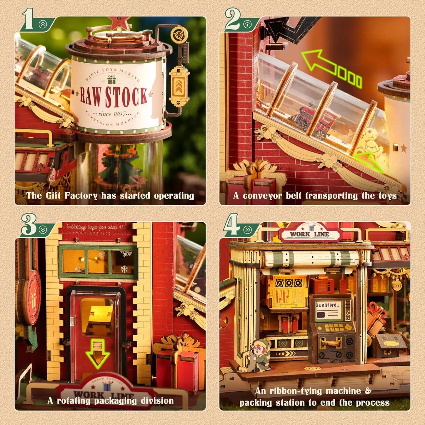 Robotime Wooden Music Box Christmas Dream Gift Factory 3D Wooden Puzzles Wooden Model Kits Build Best Gifts for Kids Adults