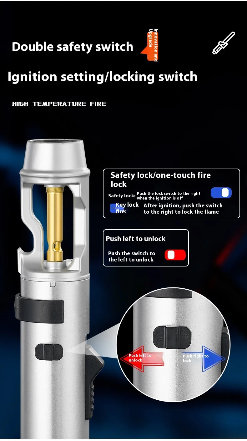 Powerful Metal Gas Lighter Windproof Kitchen Cooking Torch Flame Jet Barbecue Smoking Accessories Cigar Lighters Men's Gift