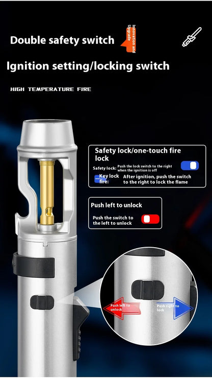 Powerful Metal Gas Lighter Windproof Kitchen Cooking Torch Flame Jet Barbecue Smoking Accessories Cigar Lighters Men's Gift