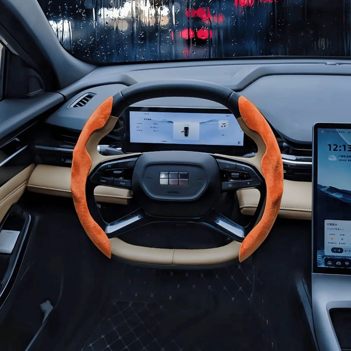 2026 Winter New Car Steering Wheel Cover Gearshift Handbrake Cover Protector Decoration Warm Super Thick Plush Auto Accessories
