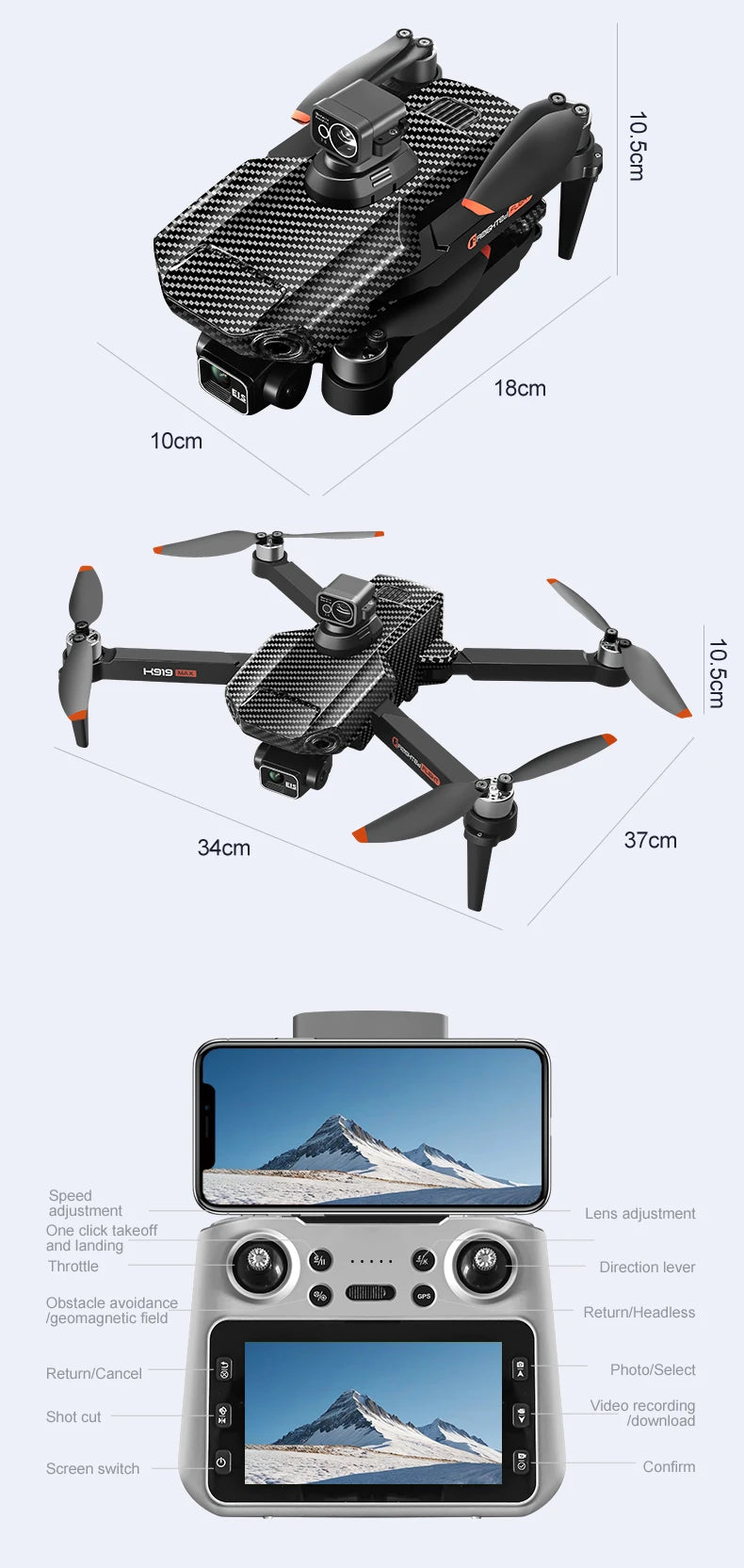 New K919 MAX Drone 8K GPS Professional HD 3-axis Gimbal Aerial Screen Remote Control Aircraft 5G HD Dual Camera Security drone