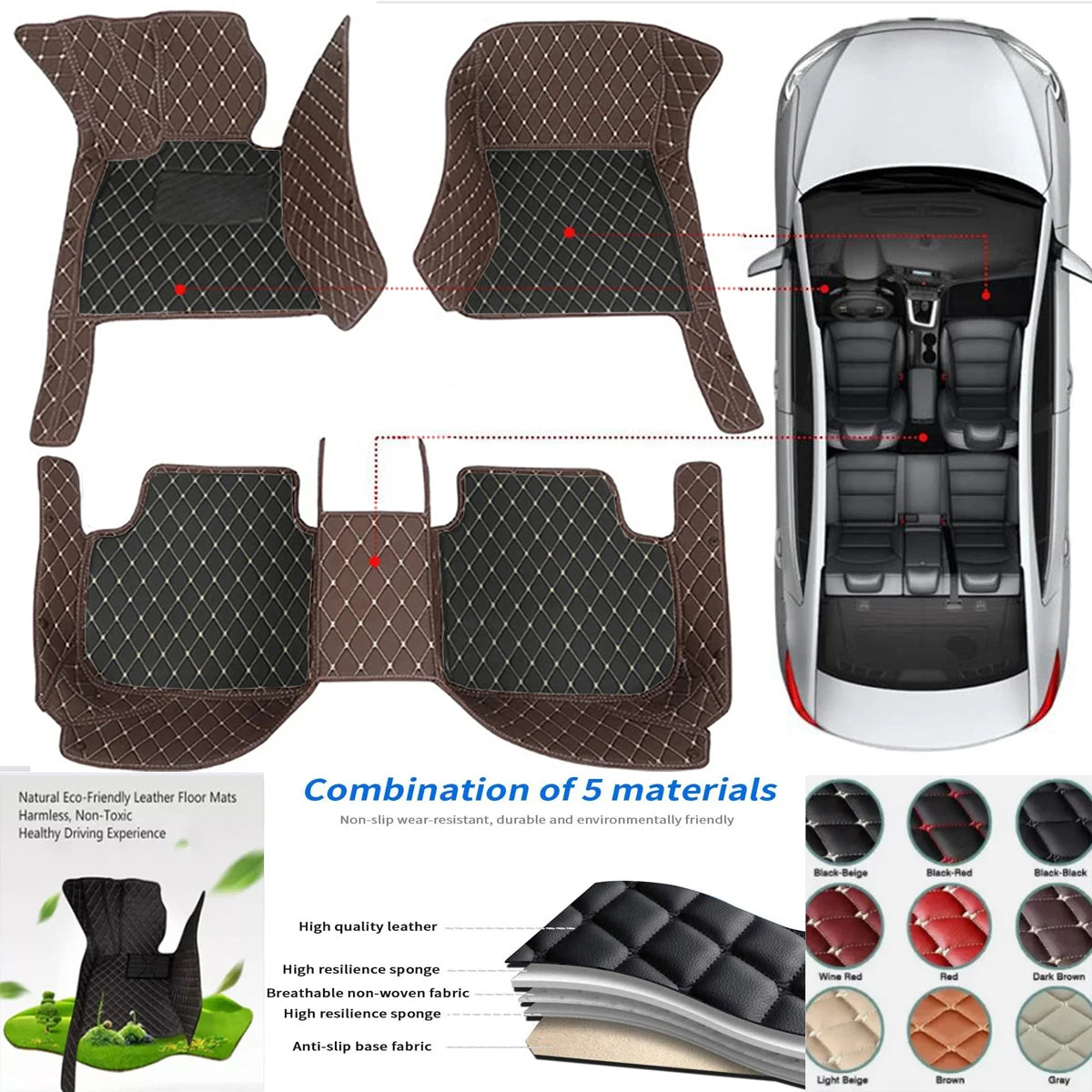 3D PU-leather Waterproof Custom Car Floor Mats For Toyota RAV4 2005-2025 Years Auto Carpets Coche Accessorie Liners