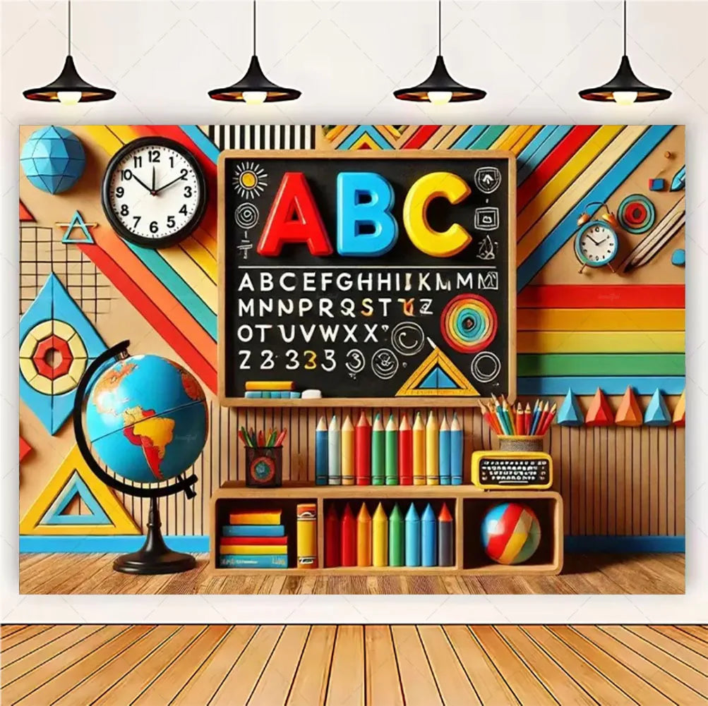 Welcome Back To The School Blackboard, Pencil Banner Backdrop, Holiday Education Theme Decoration, Photography Background Cloth