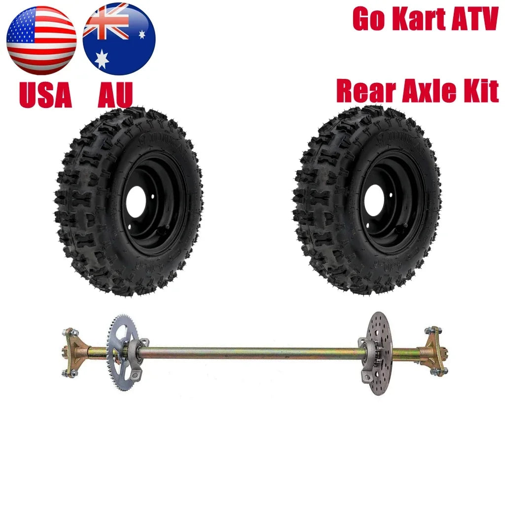 TDPRO Karting Accessories Go Kart DIY Rear Axle Assembly Wheel Hub Kit with 2pcs 4.10-6 Wheels For Mini Kids ATV QUAD Buggy