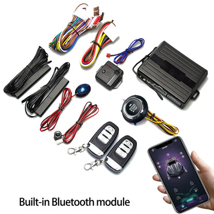 Car Smart Key Starter Alarm Bluetooth Autostart Set Auto Start Stop Push Button Keyless Entry System Skit Automotive Accessories