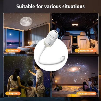 Romantic LED Starry Sky Night Light USB Powered Saturn Galaxy Projector Lamp for Car Roof Party Room Ceiling Decor Plug and Play